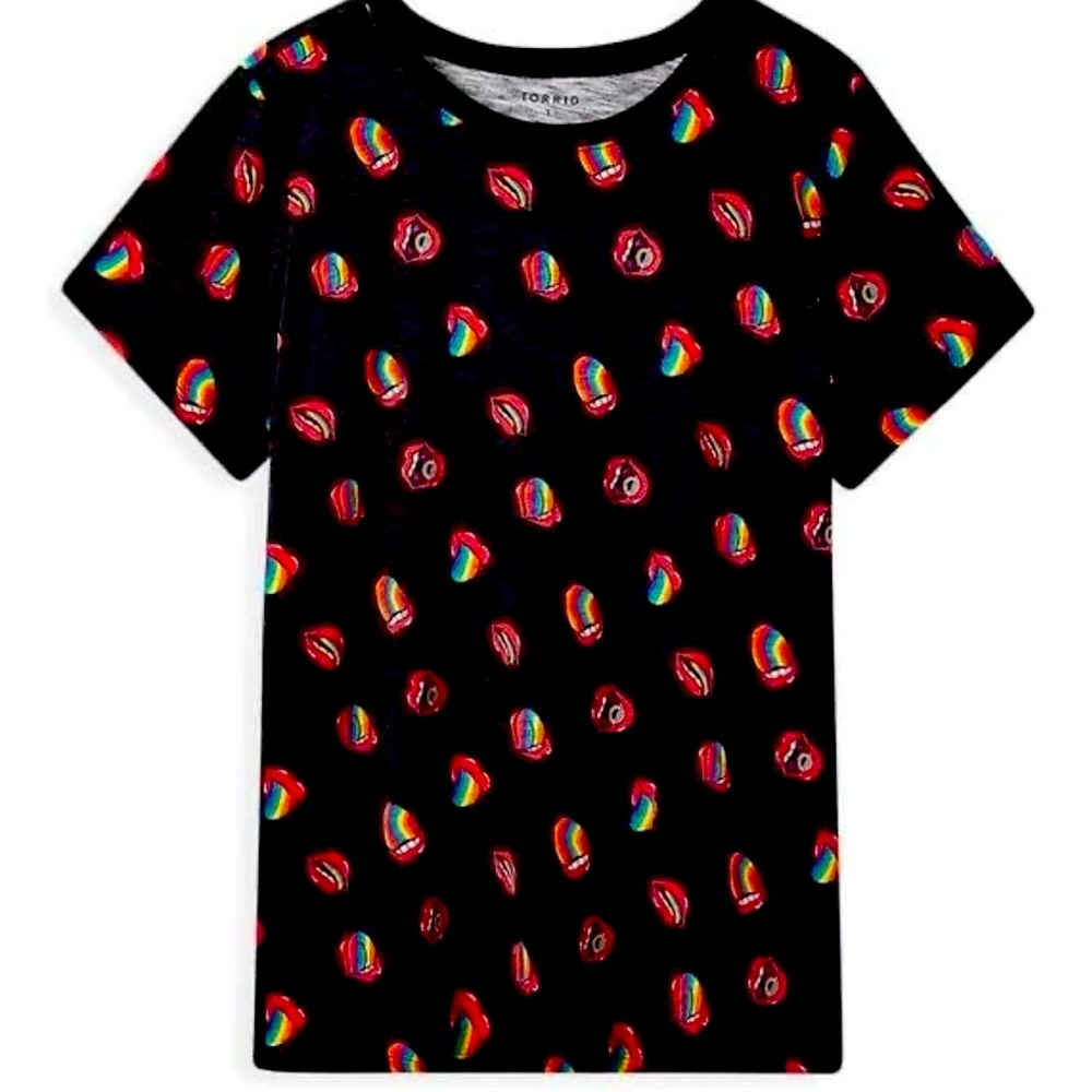 Torrid Rainbow Lips and Tongue Size 1 Classic Fit T-shirt